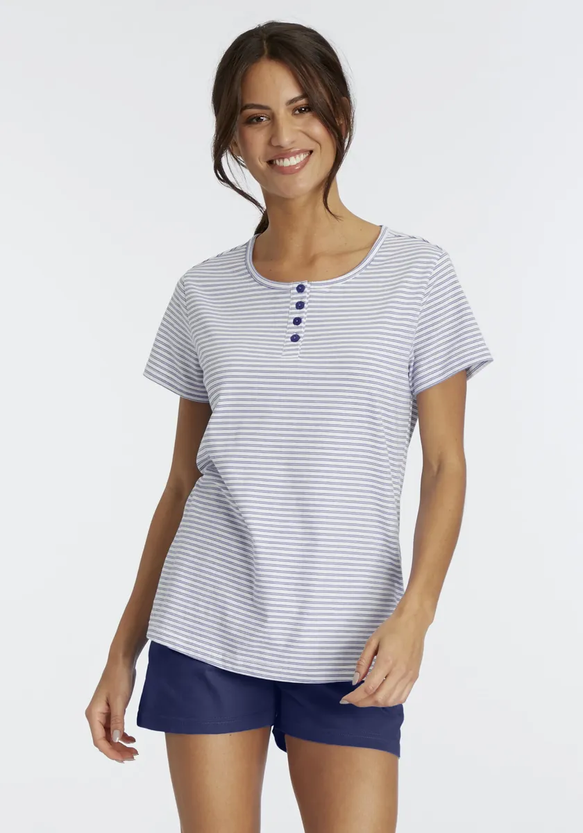 Vivance Dreams Пижама (набор, 2 шт.), с полосками, окрашенными в пряжу, темно-синий
Vivance Dreams Пижама (набор, 2 шт.), с полосками, окрашенными в пряжу, темно-синий