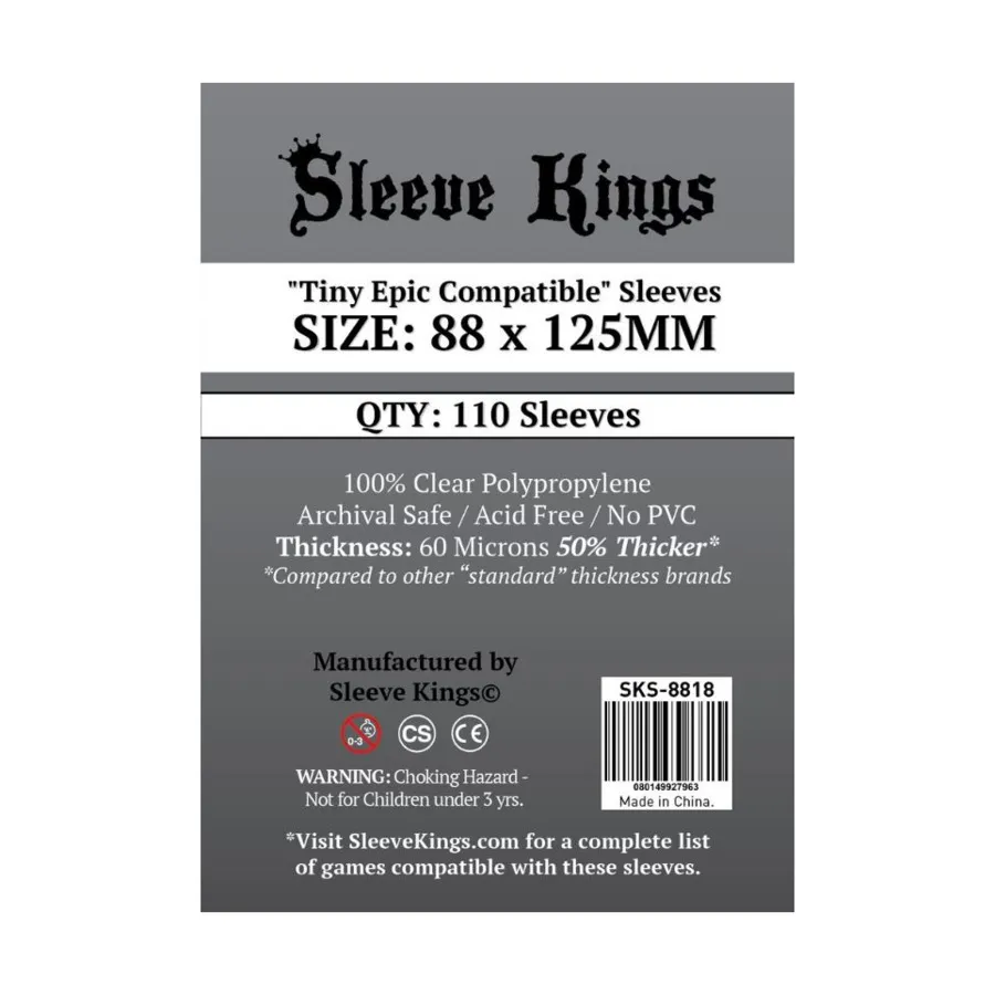 88x125 мм — обложки для карточек, совместимые с Tiny Epic (110), Card Sleeves (Sleeve Kings)
88x125 мм — обложки для карточек, совместимые с Tiny Epic (110), Card Sleeves (Sleeve Kings)