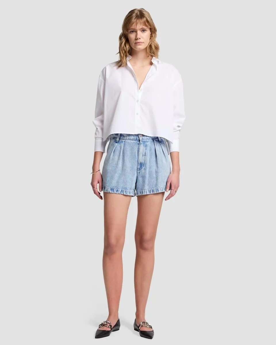 Женские джинсовые шорты с высокой талией 7 For all mankind, голубой
Женские джинсовые шорты с высокой талией 7 For all mankind, голубой