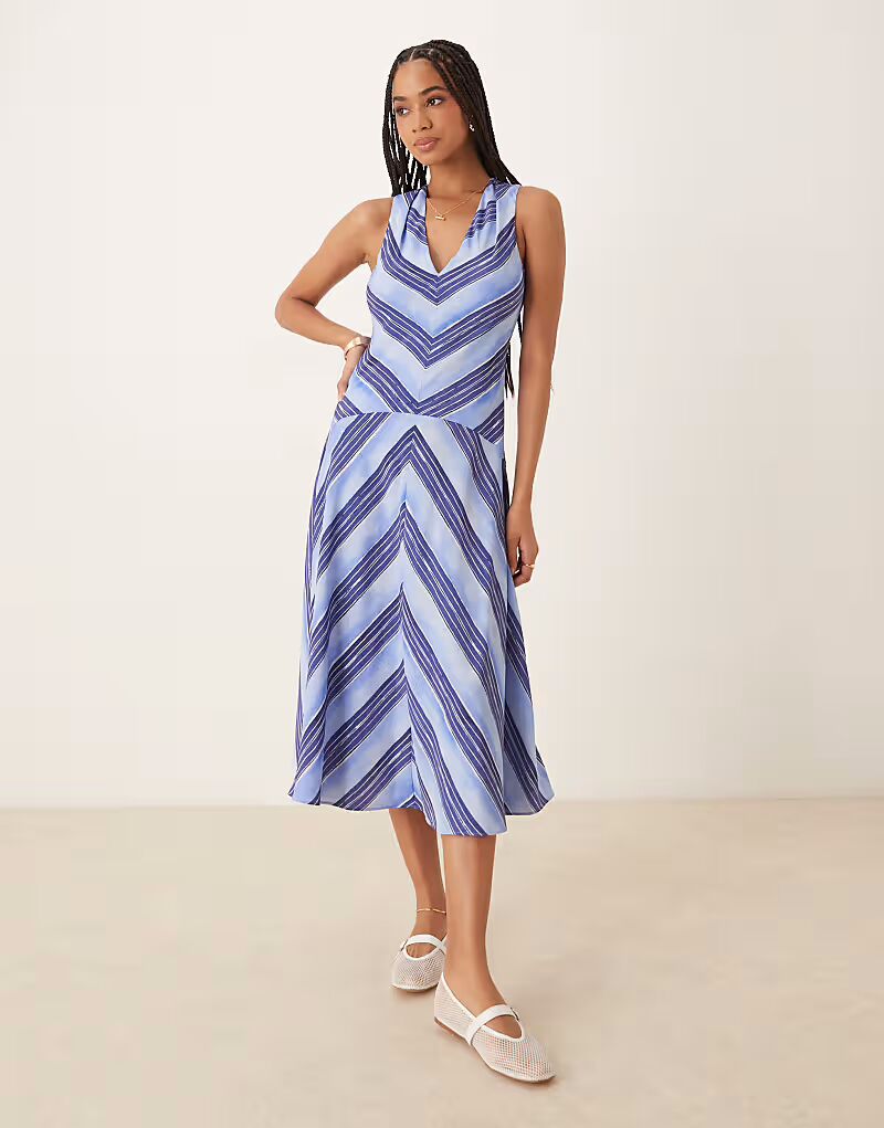 Платье в полоску цвета манго с V-образным вырезом и заниженной талией синего цвета Mango
Платье в полоску цвета манго с V-образным вырезом и заниженной талией синего цвета Mango