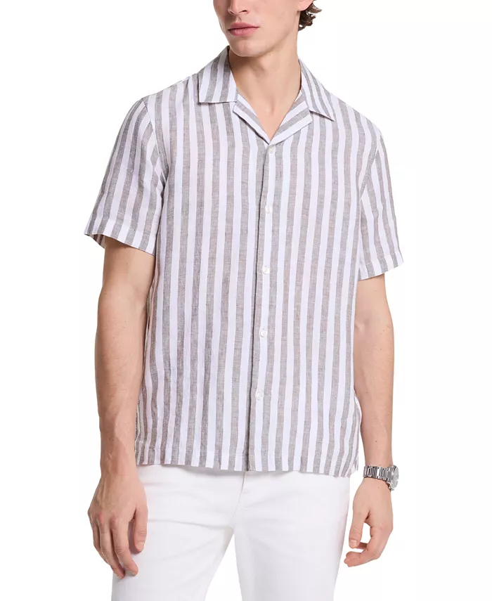 Мужская свободная рубашка из льна в полоску Michael Kors, зеленый
Мужская свободная рубашка из льна в полоску Michael Kors, зеленый