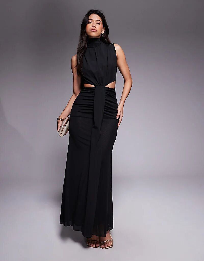 Платье макси с высоким воротом и вырезом TFNC черного цвета
Платье макси с высоким воротом и вырезом TFNC черного цвета