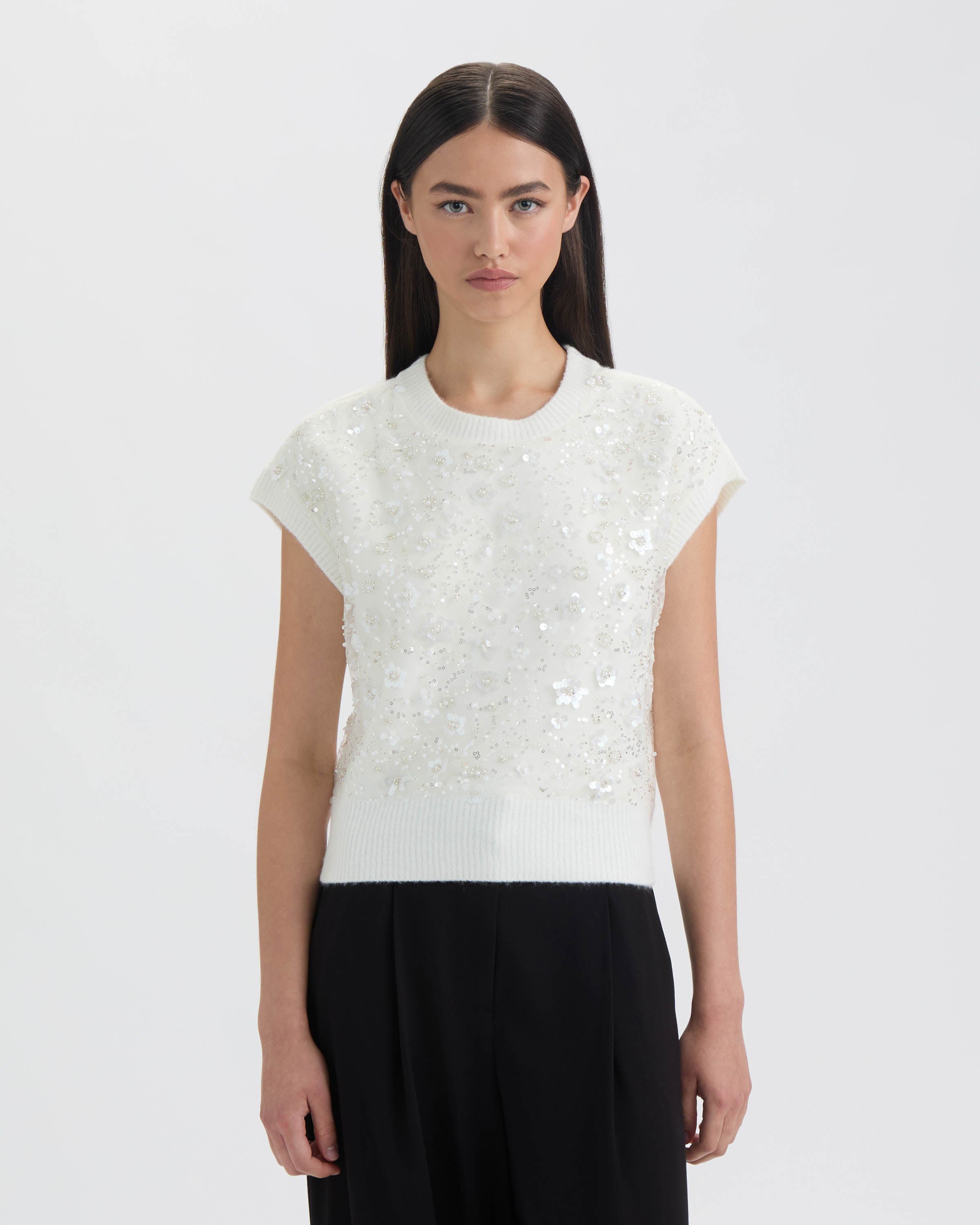 Женский свитер без рукавов с пайетками NVLT, Marshmallow 
Женский свитер без рукавов с пайетками NVLT, Marshmallow