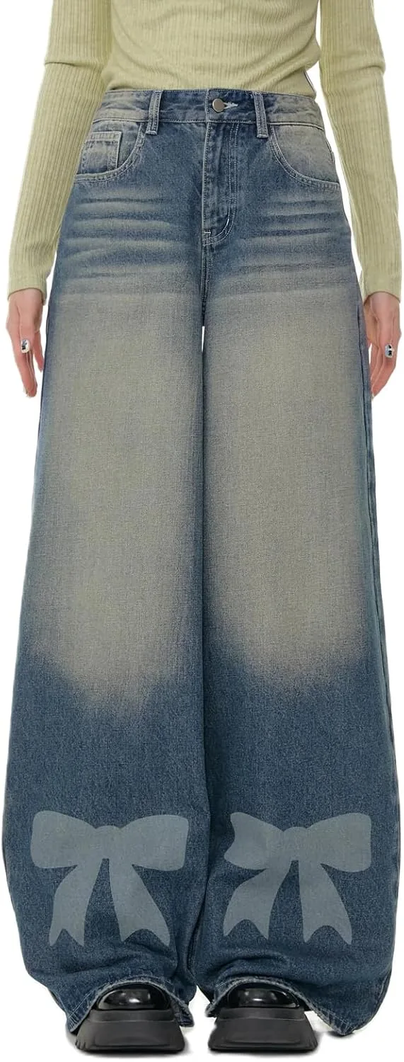 Женские джинсы Vintage High Waist Wide Leg с принтом бантиком Eofnengsohio
Женские джинсы Vintage High Waist Wide Leg с принтом бантиком Eofnengsohio