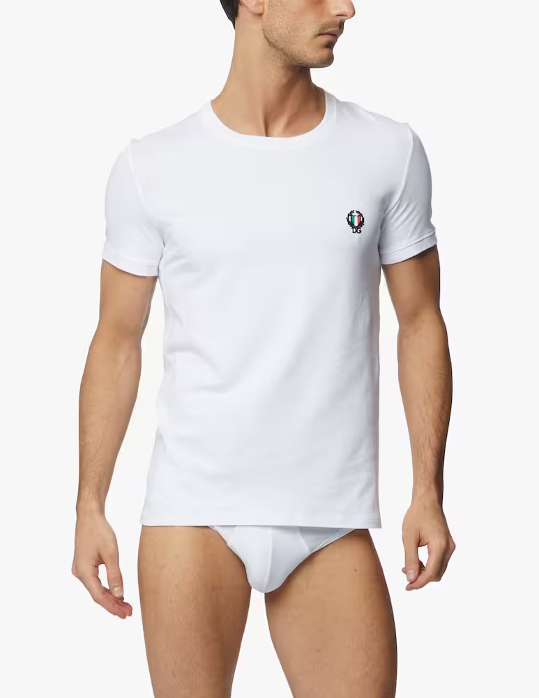 Футболка с круглым вырезом из эластичного хлопка Dolce & Gabbana, цвет Bianco Ottico 
Футболка с круглым вырезом из эластичного хлопка Dolce & Gabbana, цвет Bianco Ottico