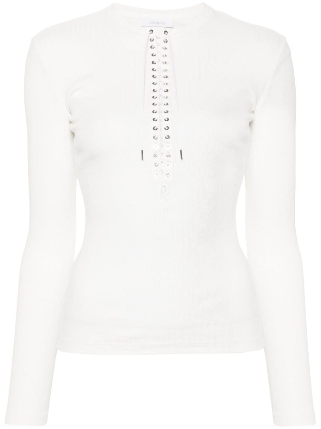 Rabanne топ в рубчик со шнуровкой, белый
Rabanne топ в рубчик со шнуровкой, белый