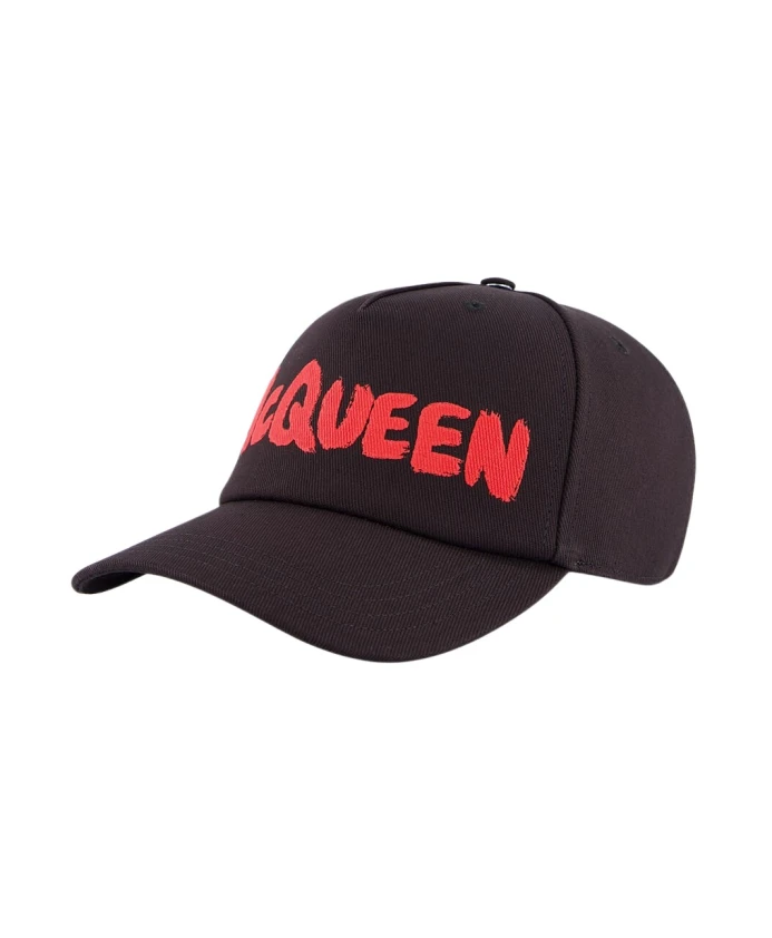 Хлопковая кепка с черным граффити-логотипом Alexander Mcqueen, черный
Хлопковая кепка с черным граффити-логотипом Alexander Mcqueen, черный