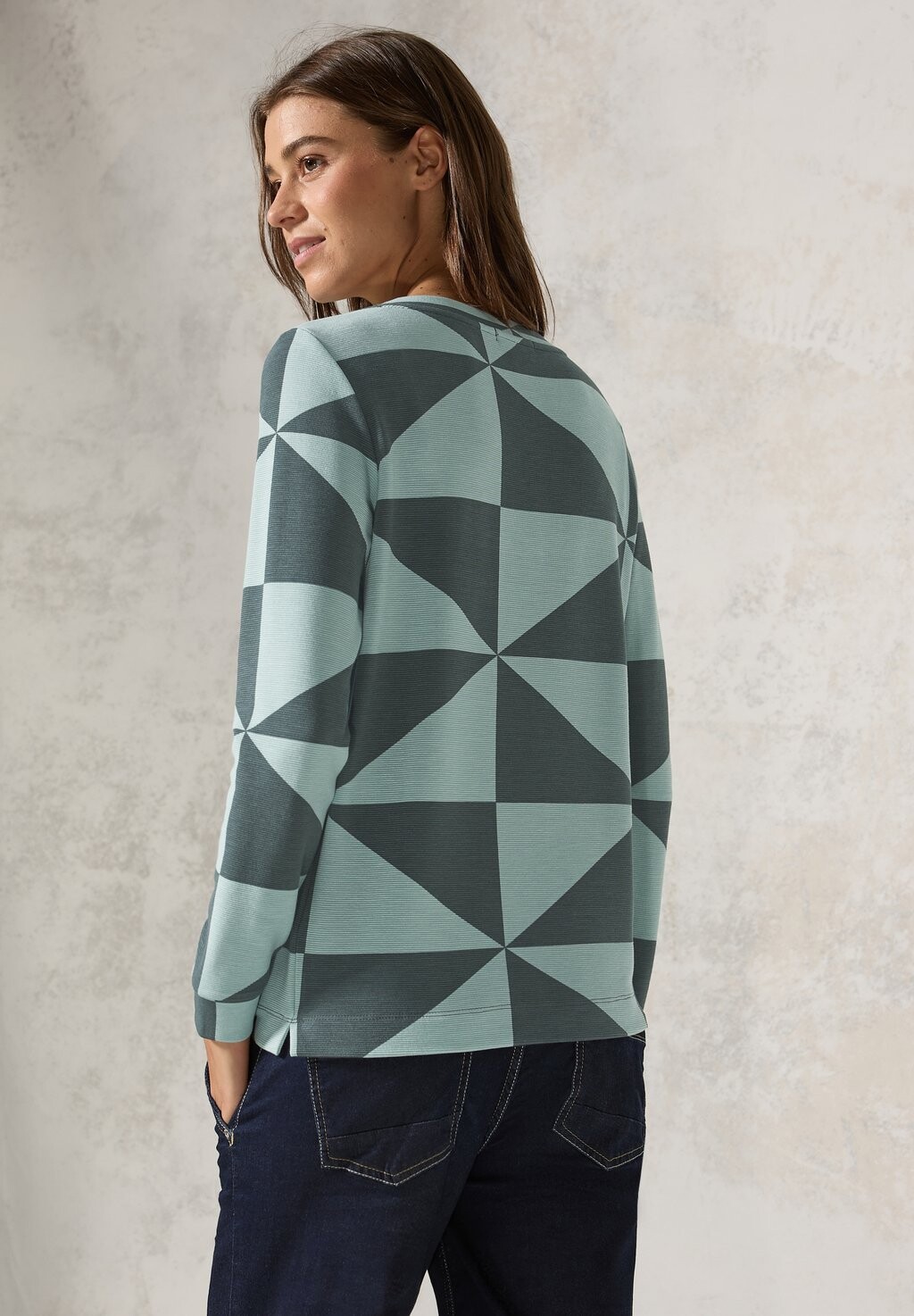 Топ с длинными рукавами GEMUSTERTES OTTOMAN Cecil, хаки 
Топ с длинными рукавами GEMUSTERTES OTTOMAN Cecil, хаки