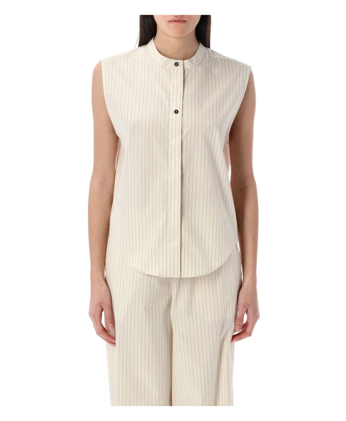 Полосатая рубашка без рукавов цвета слоновой кости черного цвета Loulou Studio, бежевый
Полосатая рубашка без рукавов цвета слоновой кости черного цвета Loulou Studio, бежевый