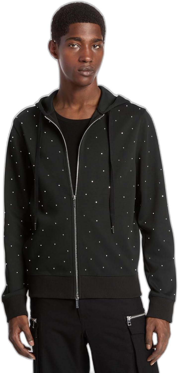 Michael Kors мужская худи с молнией, двойной вязкой и шипами, Black
Michael Kors мужская худи с молнией, двойной вязкой и шипами, Black