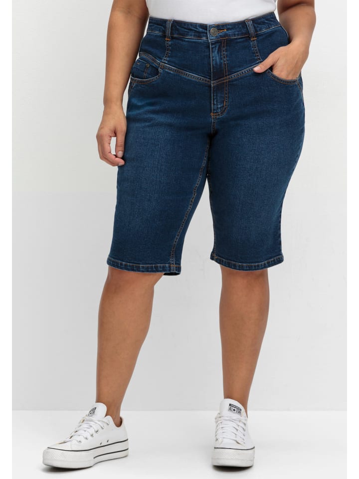 Тканевые шорты sheego, темно-синий деним
Тканевые шорты sheego, темно-синий деним