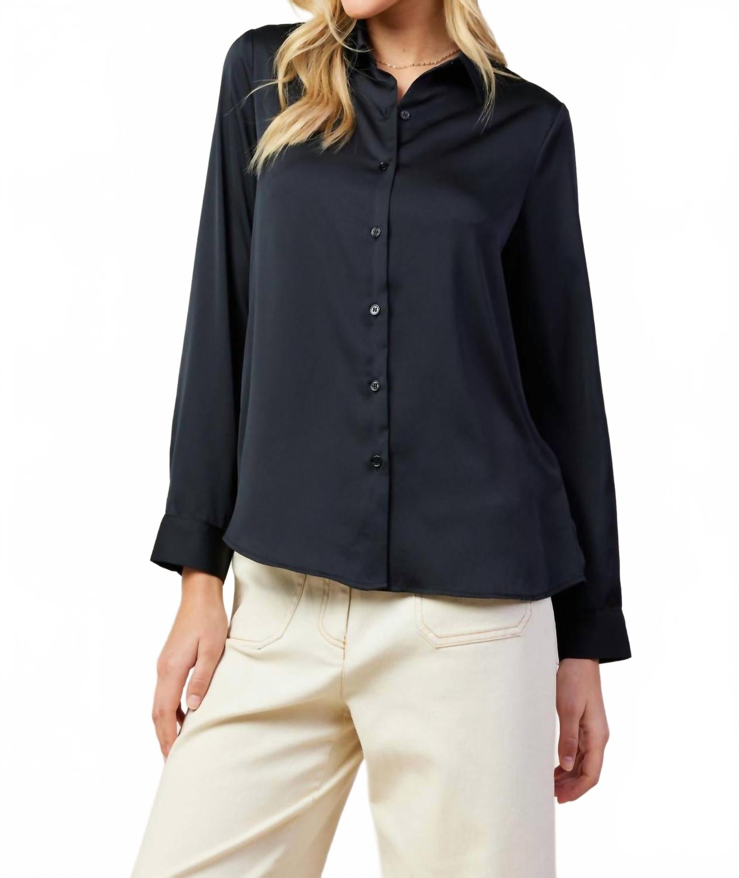 Классическая блуза с длинными рукавами и пуговицами в черном цвете SKIES ARE BLUE 
Классическая блуза с длинными рукавами и пуговицами в черном цвете SKIES ARE BLUE