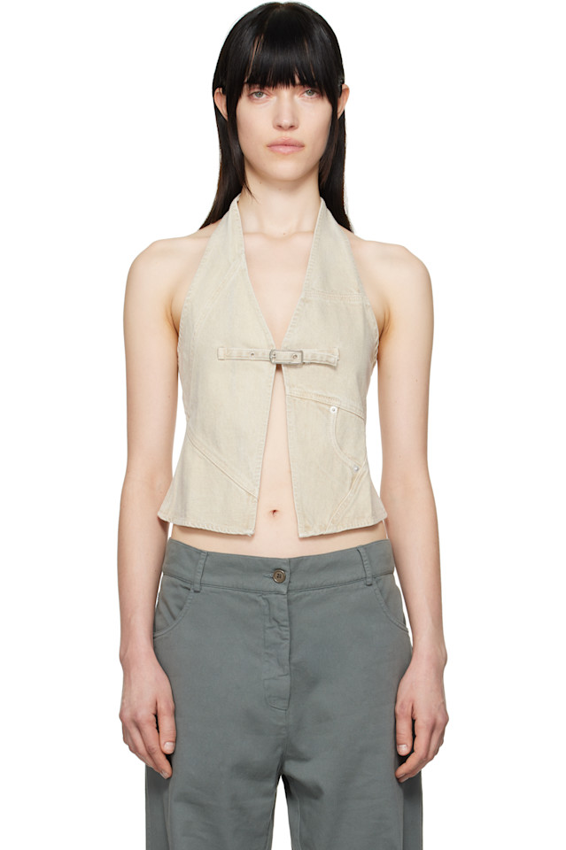 эксклюзивный бежевый топ Beverly Denim от Ssense Gimaguas, экрю 
эксклюзивный бежевый топ Beverly Denim от Ssense Gimaguas, экрю