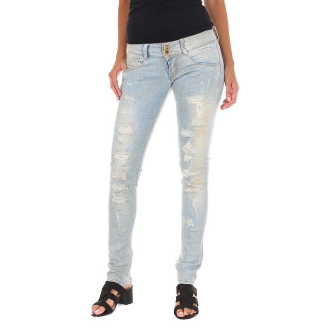 Длинные джинсовые брюки с эффектом потертостей и рваностей 10db50130 женщина Met, синий
Длинные джинсовые брюки с эффектом потертостей и рваностей 10db50130 женщина Met, синий