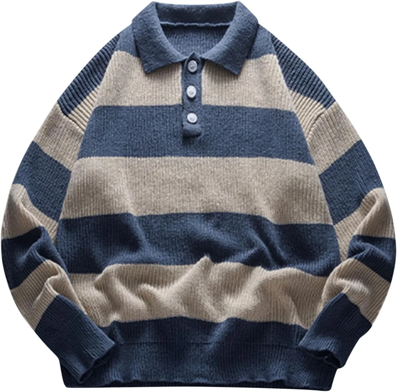 Мужской вязаный свитер с длинным рукавом, полосатый, с воротником на пуговицах
Мужской вязаный свитер с длинным рукавом, полосатый, с воротником на пуговицах