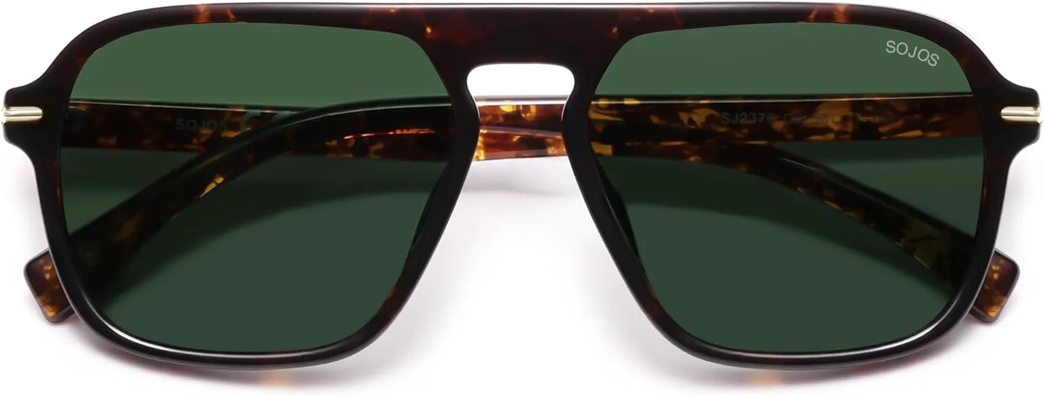 Солнцезащитные очки SOJOS Retro Aviator с поляризацией для мужчин и женщин, модные винтажные квадратные очки-пилот для мужчин SJ2370, Tortoise Frame Green Lens
Солнцезащитные очки SOJOS Retro Aviator с поляризацией для мужчин и женщин, модные винтажные квадратные очки-пилот для мужчин SJ2370, Tortoise Frame Green Lens