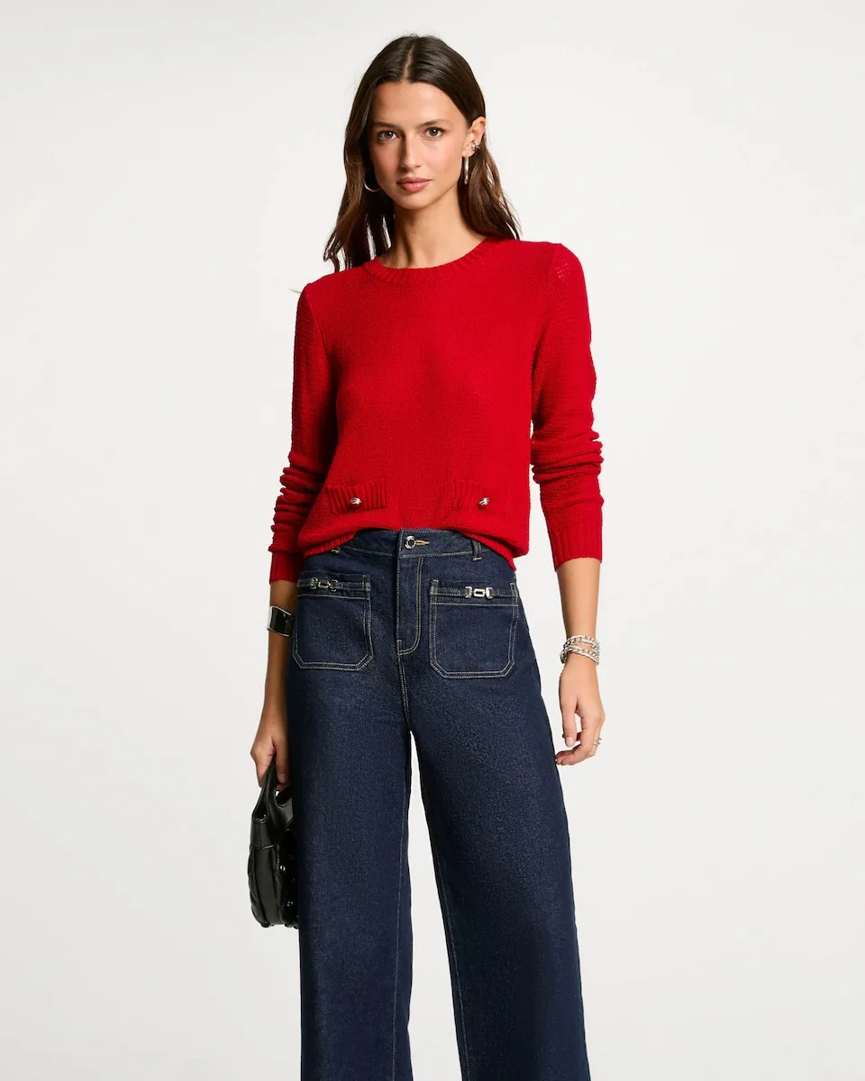 Женский ажурный свитер с круглым вырезом Morgan, красный
Женский ажурный свитер с круглым вырезом Morgan, красный