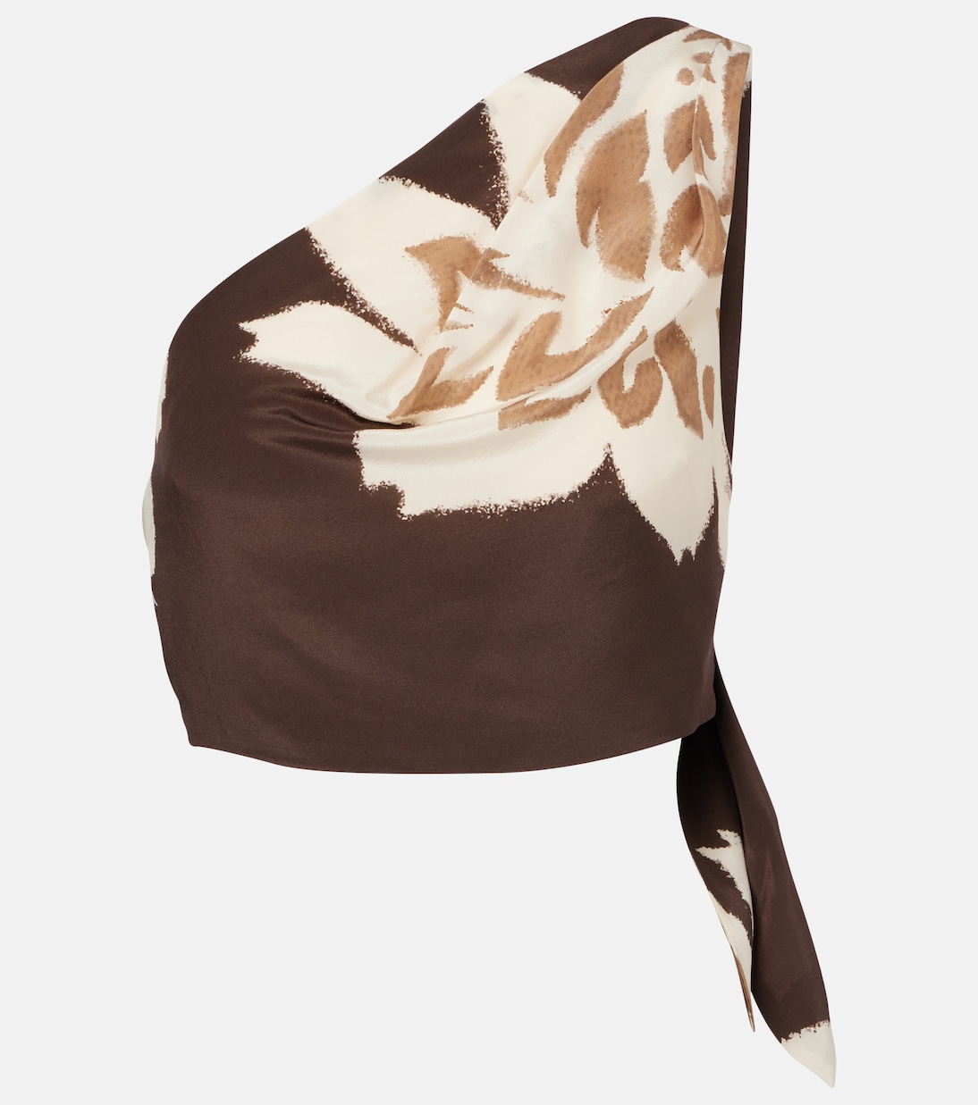 Шелковый атласный топ с цветочным принтом на одно плечо SIR, Chocolate Dahlia
Шелковый атласный топ с цветочным принтом на одно плечо SIR, Chocolate Dahlia