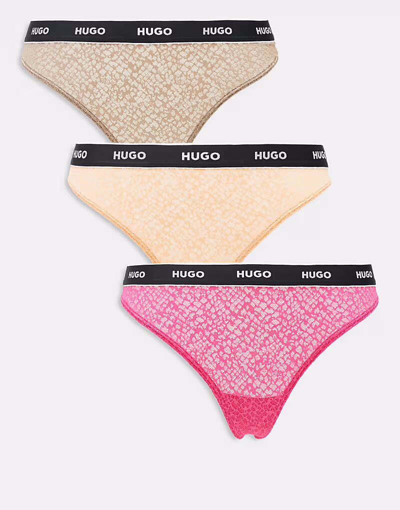 Комплект из 3 кружевных трусиков-стрингов Hugo Red с логотипом на поясе в розовом, оранжевом и коричневом цвете
Комплект из 3 кружевных трусиков-стрингов Hugo Red с логотипом на поясе в розовом, оранжевом и коричневом цвете