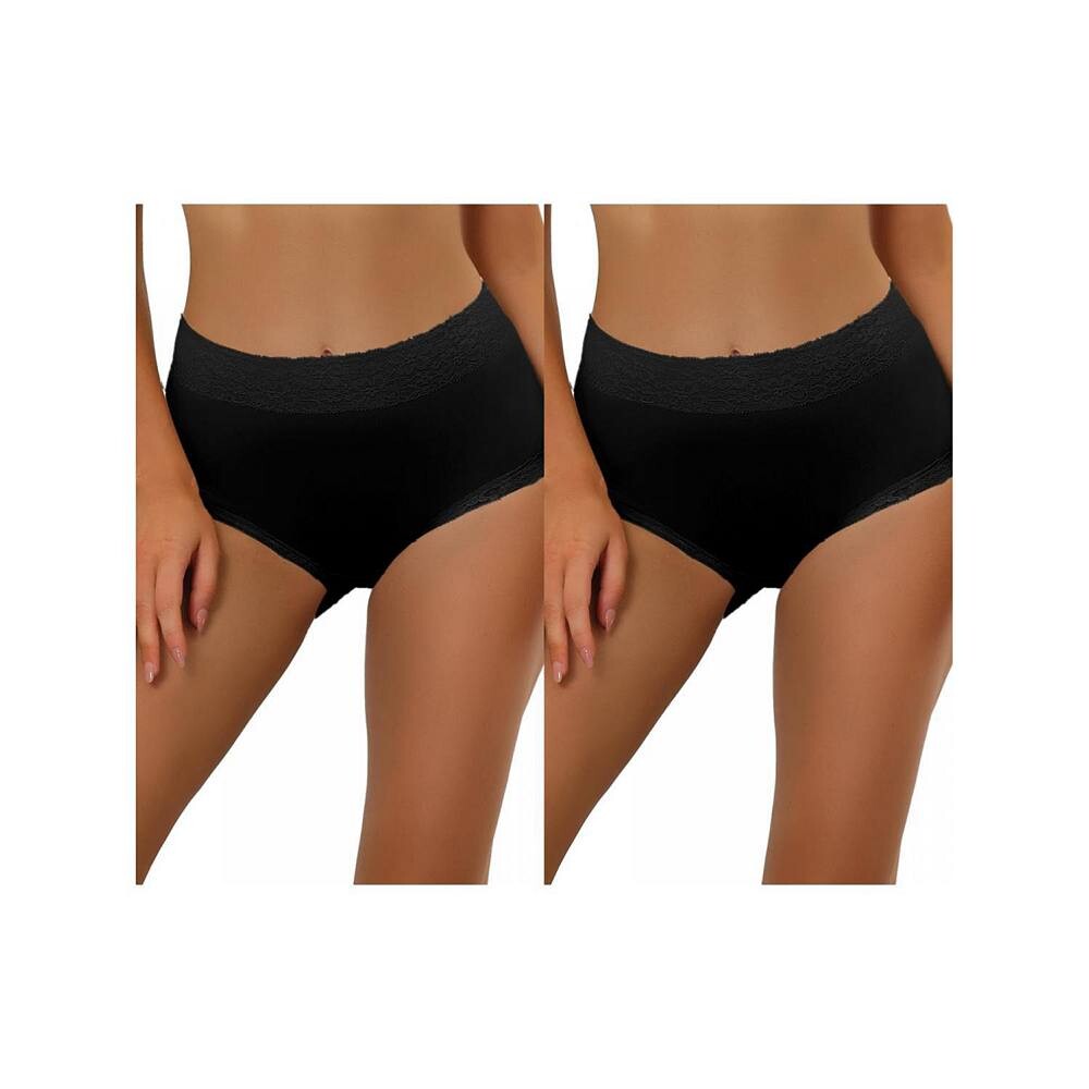 2 упаковки женского хлопкового нижнего белья с высокой талией и кружевной отделкой, трусики с полным покрытием для контроля живота ALLEGRA K, черный
2 упаковки женского хлопкового нижнего белья с высокой талией и кружевной отделкой, трусики с полным покрытием для контроля живота ALLEGRA K, черный