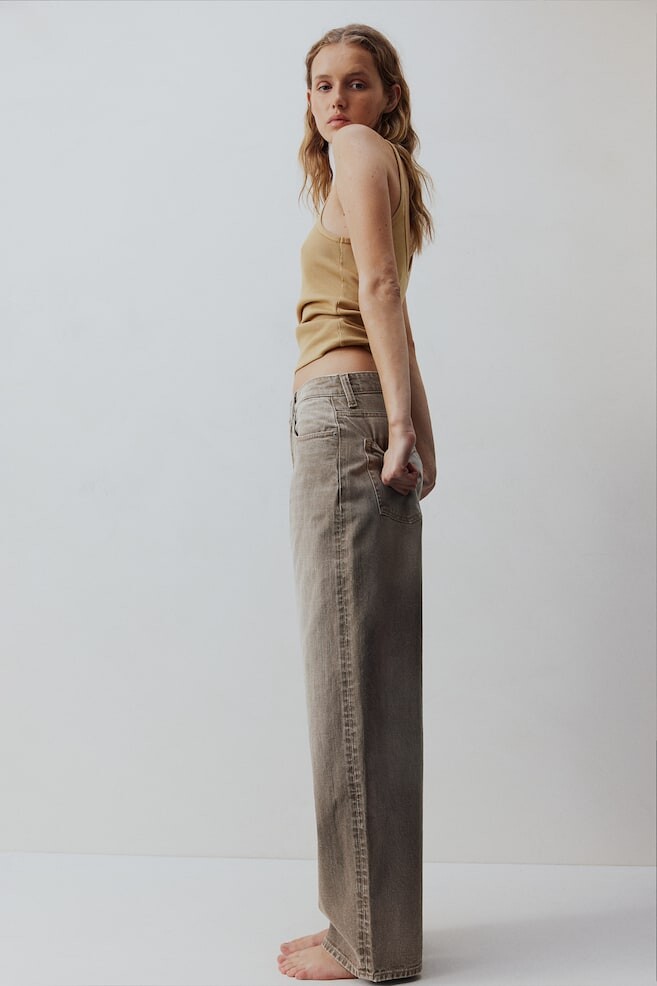 Мешковатые высокие джинсы H&M, серый 
Мешковатые высокие джинсы H&M, серый