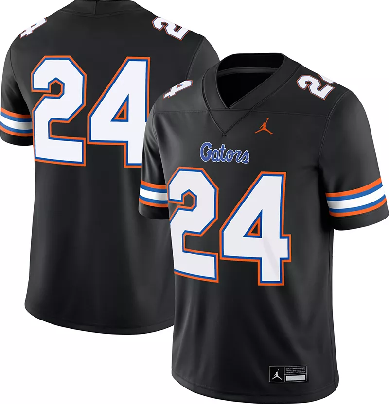 Мужская футболка Jordan Florida Gators № 24, черная реплика Dri-FIT, альтернативная футбольная футболка 
Мужская футболка Jordan Florida Gators № 24, черная реплика Dri-FIT, альтернативная футбольная футболка