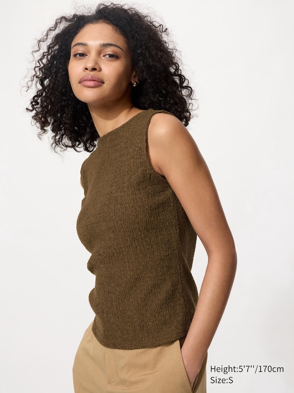 Футболка без рукавов с присборенным вырезом-лодочкой Uniqlo, коричневый
Футболка без рукавов с присборенным вырезом-лодочкой Uniqlo, коричневый