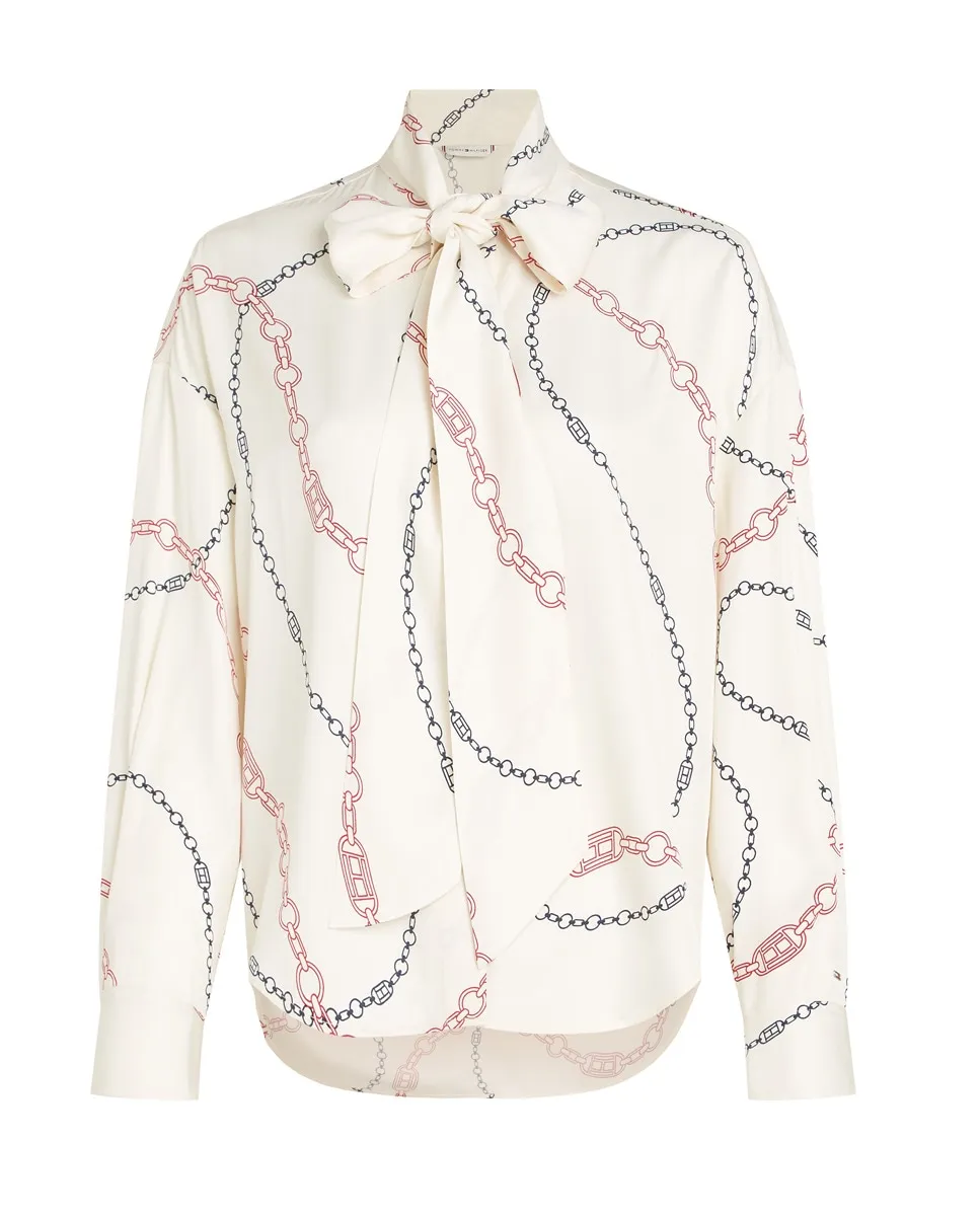 Свободная блузка с длинными рукавами и бантом Tommy Hilfiger, белый
Свободная блузка с длинными рукавами и бантом Tommy Hilfiger, белый