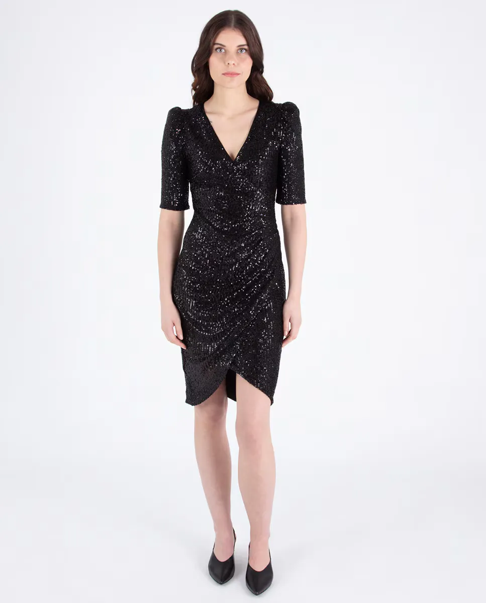 Платье с блеском и перекрестным вырезом Calvin Klein, черный
Платье с блеском и перекрестным вырезом Calvin Klein, черный