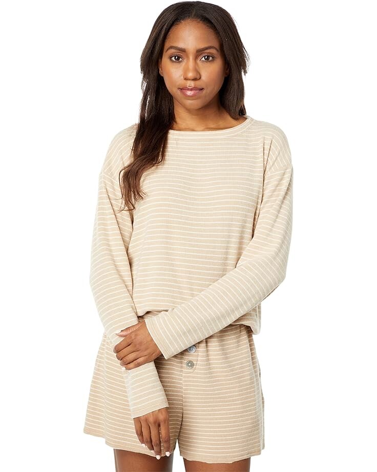 Пижамный комплект Mod-o-doc Cozy Stripe Rib Long Sleeve Crew and Paperbag Shorts Set, мокка
Пижамный комплект Mod-o-doc Cozy Stripe Rib Long Sleeve Crew and Paperbag Shorts Set, мокка