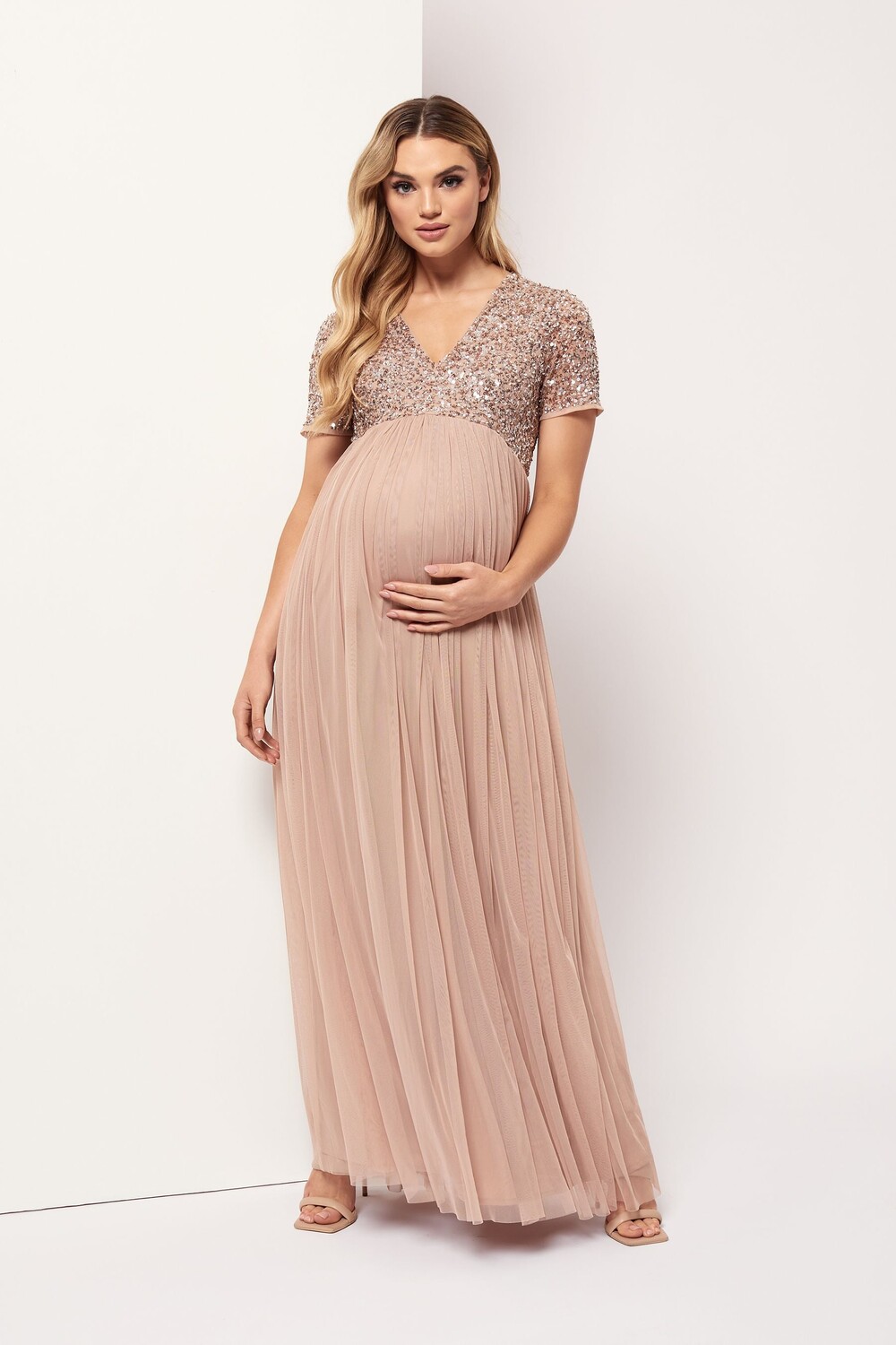 Платье-Макси для беременных с изящным декором из пайеток и полурукавами Maya, розовый
Платье-Макси для беременных с изящным декором из пайеток и полурукавами Maya, розовый