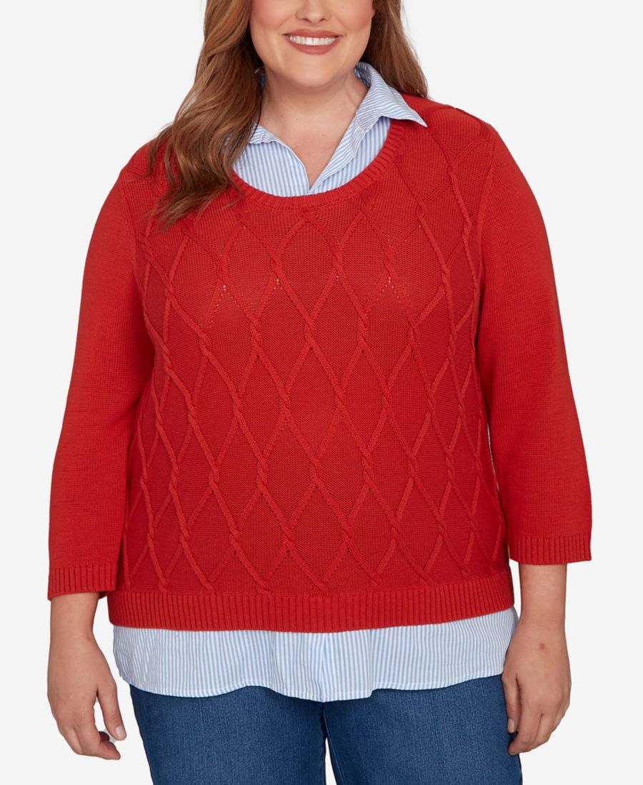 Свитер большого размера Sunset Canyon с вышитым узором косичка и полосатой отделкой Alfred Dunner, Spice
Свитер большого размера Sunset Canyon с вышитым узором косичка и полосатой отделкой Alfred Dunner, Spice