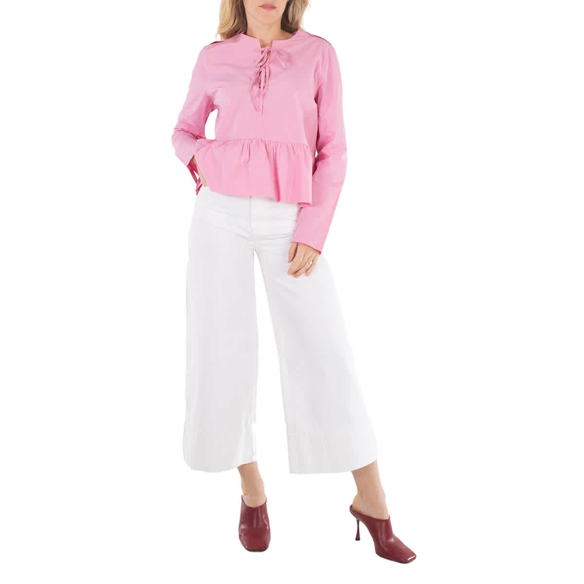 Ganni блузка с запахом и баской в дымчато-орхидейном оттенке, Orchid Smoke
Ganni блузка с запахом и баской в дымчато-орхидейном оттенке, Orchid Smoke