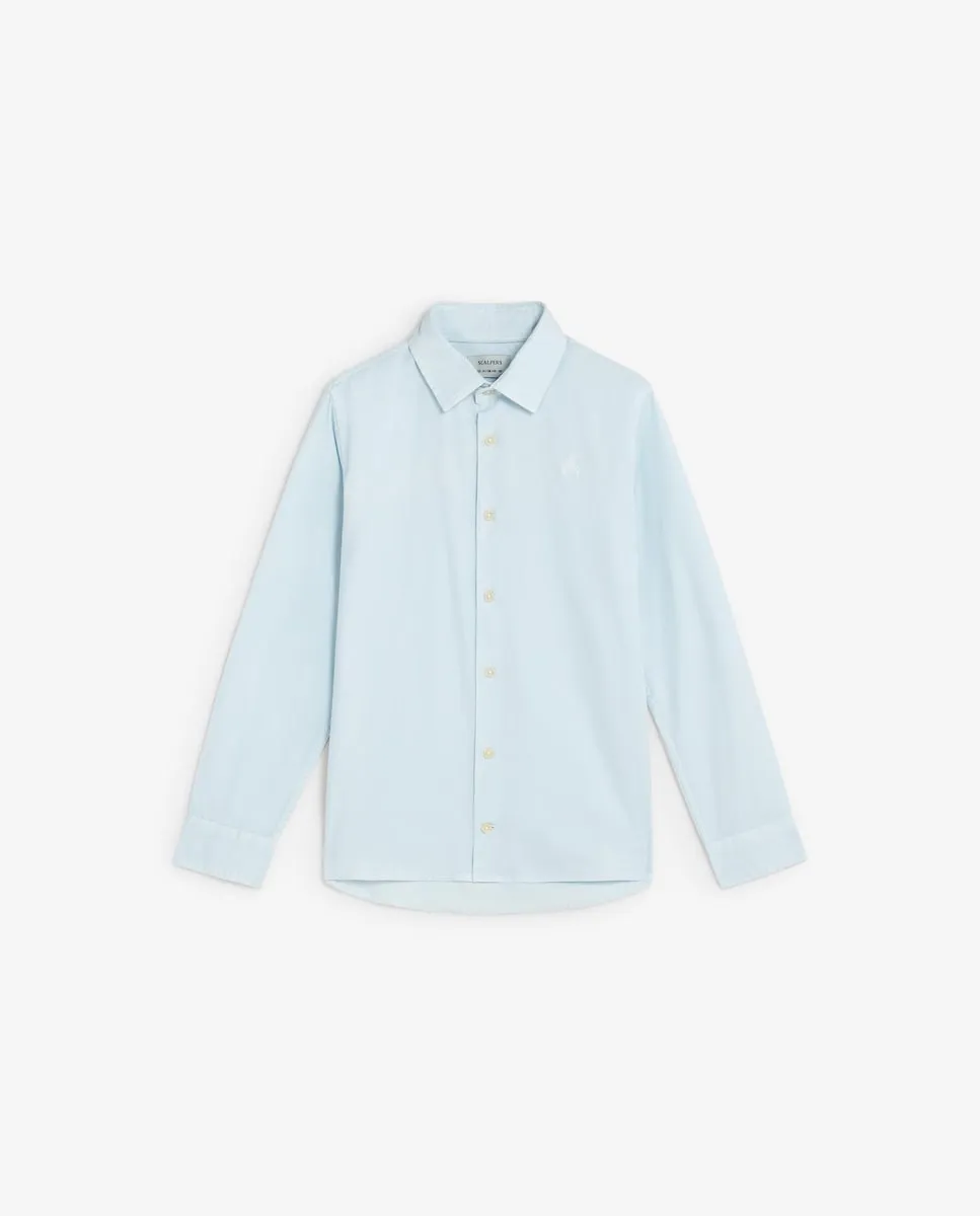 Детская рубашка прямого кроя однотонная Scalpers, синий
Детская рубашка прямого кроя однотонная Scalpers, синий