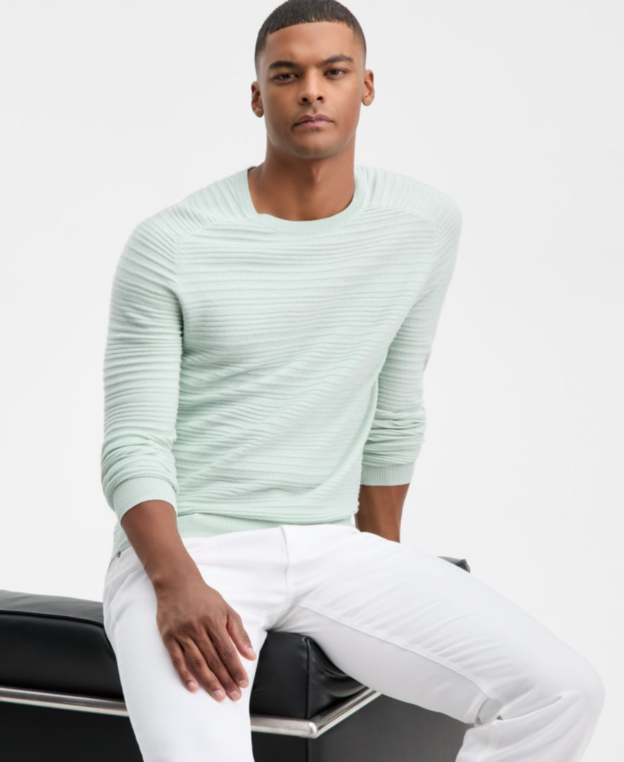 Мужской свитер с длинными рукавами из мериносовой шерсти с открытым регланом и фактурным круглым вырезом, эксклюзивно для Macy's Alfani, Perfect Mint
Мужской свитер с длинными рукавами из мериносовой шерсти с открытым регланом и фактурным круглым вырезом, эксклюзивно для Macy's Alfani, Perfect Mint