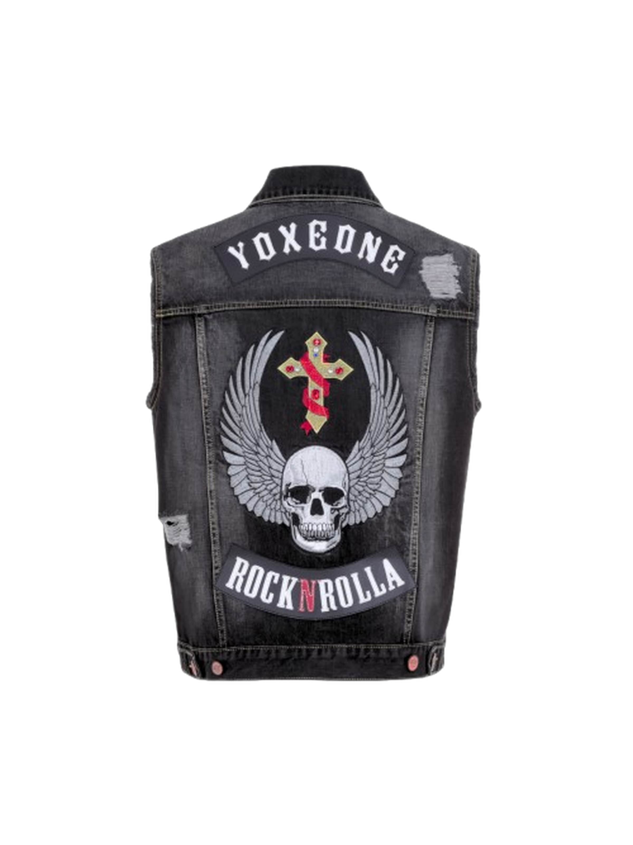 Yoxeone Жилет 'HELL RIDERS' в черном дениме
Yoxeone Жилет 'HELL RIDERS' в черном дениме