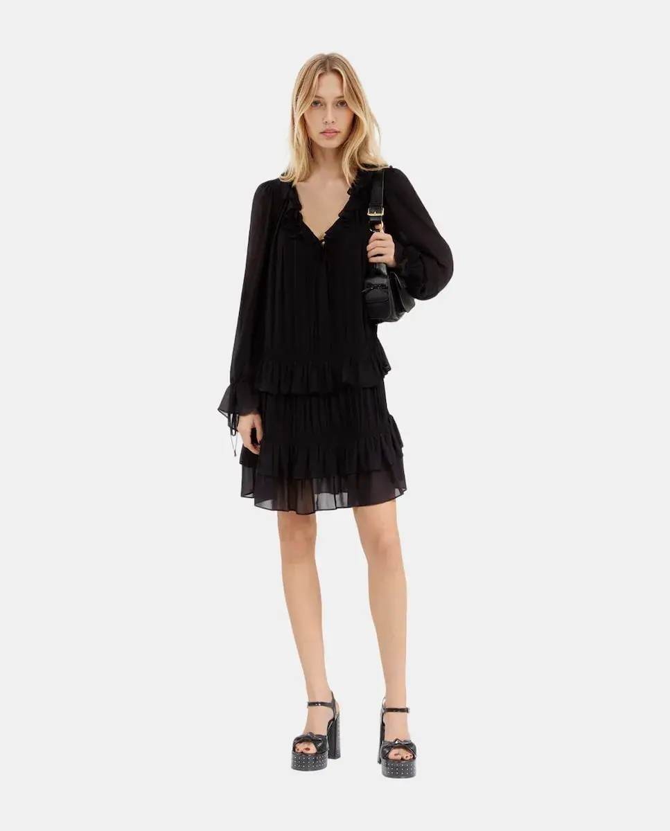 Короткое платье с бантом и оборками The Kooples, черный
Короткое платье с бантом и оборками The Kooples, черный