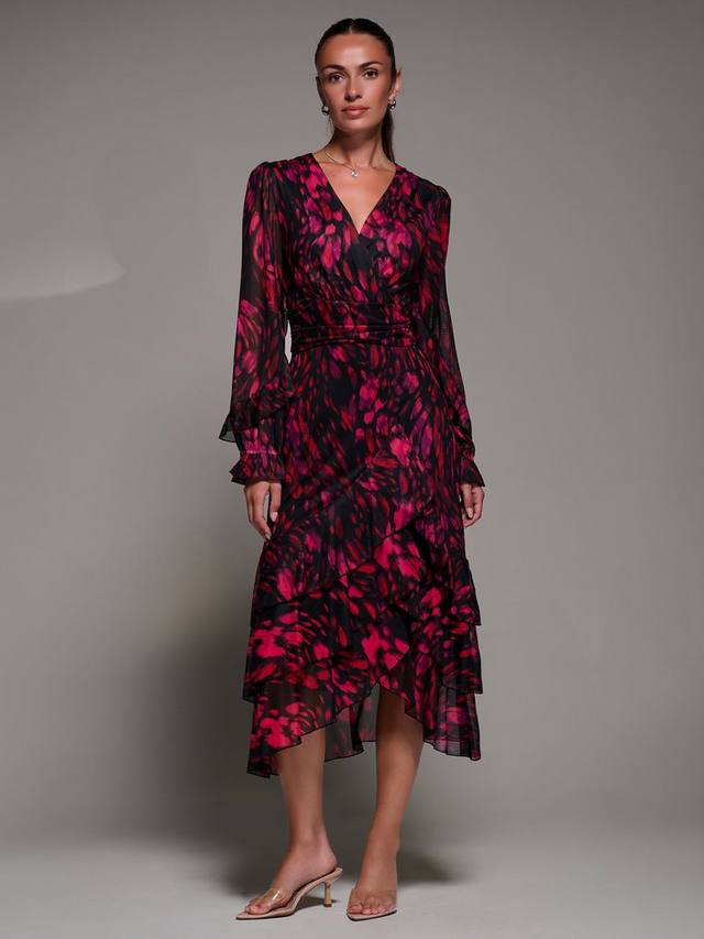 Платье с рюшами на рукавах и сетчатой отделкой Jolie Moi, Red Abstract
Платье с рюшами на рукавах и сетчатой отделкой Jolie Moi, Red Abstract