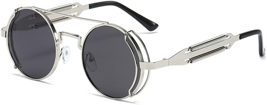 Женские солнцезащитные очки в стиле ретро стимпанк, мужские винтажные солнцезащитные очки с круглой металлической оправой, защита от УФ-излучения UV400 VFDHN, Silver With Black
Женские солнцезащитные очки в стиле ретро стимпанк, мужские винтажные солнцезащитные очки с круглой металлической оправой, защита от УФ-излучения UV400 VFDHN, Silver With Black