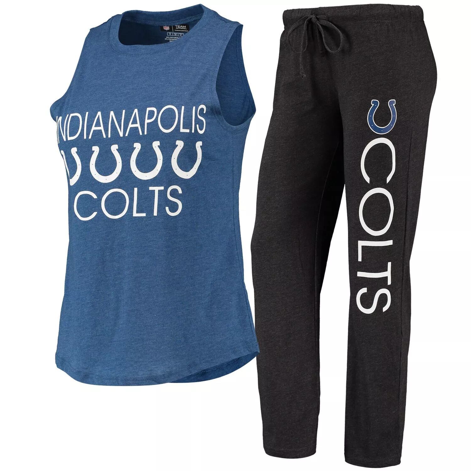 Женский комплект Concepts Sport Black/Royal Indianapolis Colts Muscle Майка и брюки для сна
Женский комплект Concepts Sport Black/Royal Indianapolis Colts Muscle Майка и брюки для сна