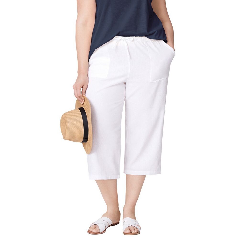 Женские капри больших размеров Ellos из смесового льна с завязками, белый
Женские капри больших размеров Ellos из смесового льна с завязками, белый