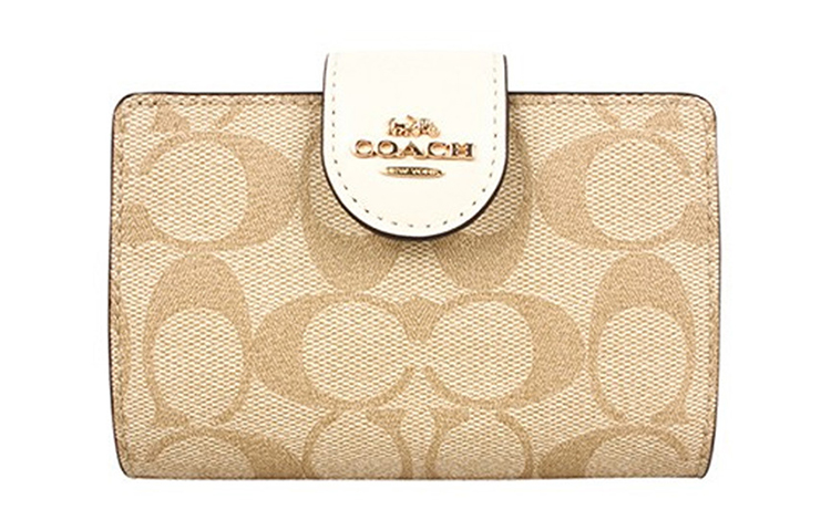 Кошелек из коровьей кожи с угловой молнией женский светло-коричневый с монограммой и белый COACH
Кошелек из коровьей кожи с угловой молнией женский светло-коричневый с монограммой и белый COACH