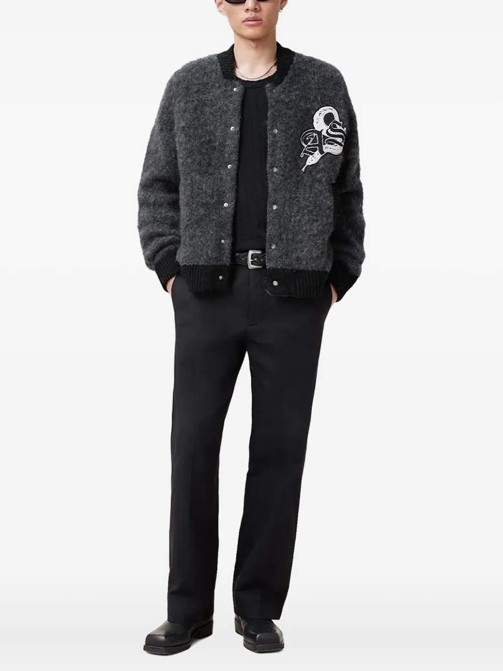 Кардиган с вышивкой змеи AllSaints, серый
Кардиган с вышивкой змеи AllSaints, серый