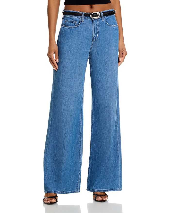 Алисент Высокие кроссовки и джинсы с широкими штанинами Stokes L'AGENCE, синий 
Алисент Высокие кроссовки и джинсы с широкими штанинами Stokes L'AGENCE, синий