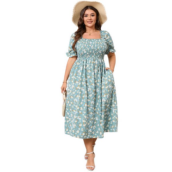 Платье Plus size с квадратным вырезом и коротким рукавом-фонариком в цветочный принт Seoria, Blue Green
Платье Plus size с квадратным вырезом и коротким рукавом-фонариком в цветочный принт Seoria, Blue Green