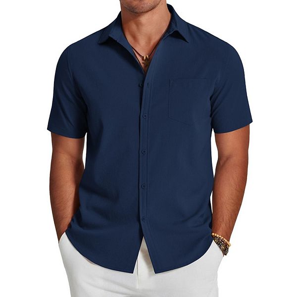 Мужская летняя рубашка с коротким рукавом из льна Coofandy, Navy Blue
Мужская летняя рубашка с коротким рукавом из льна Coofandy, Navy Blue