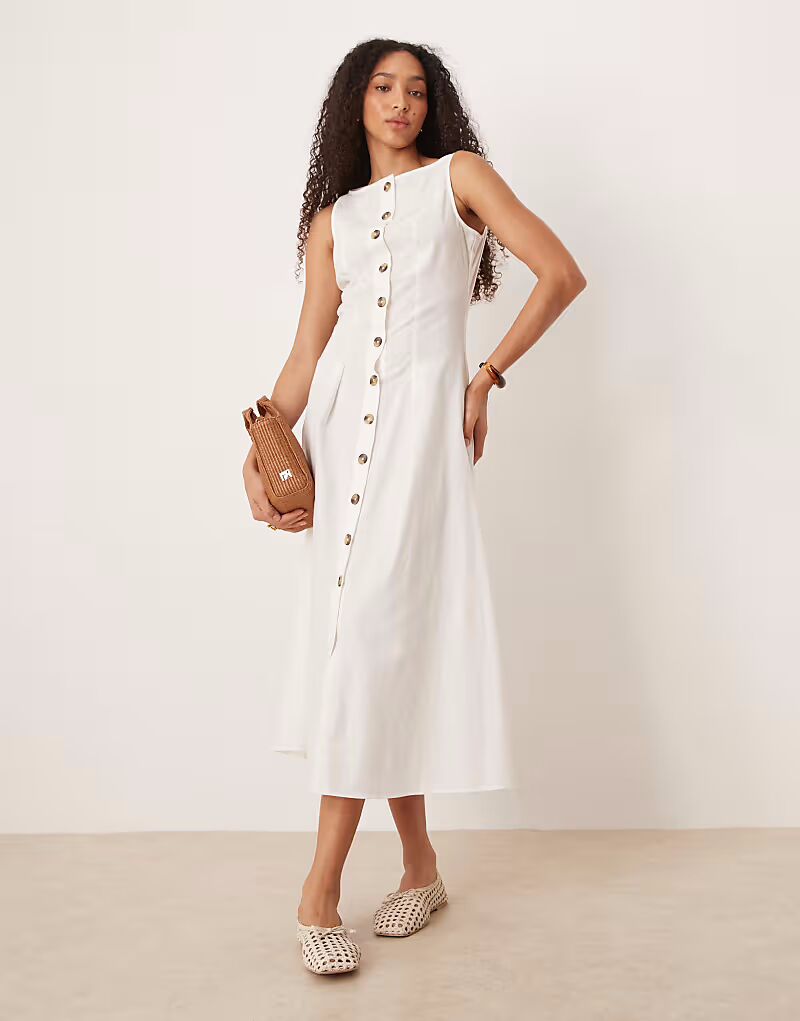 Платье-миди на пуговицах с вырезом-лодочкой ASOS DESIGN белого цвета
Платье-миди на пуговицах с вырезом-лодочкой ASOS DESIGN белого цвета