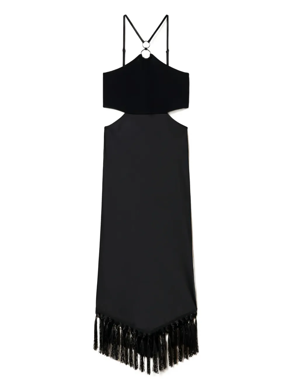 Платье миди с вырезами и бахромой TWINSET, черный
Платье миди с вырезами и бахромой TWINSET, черный