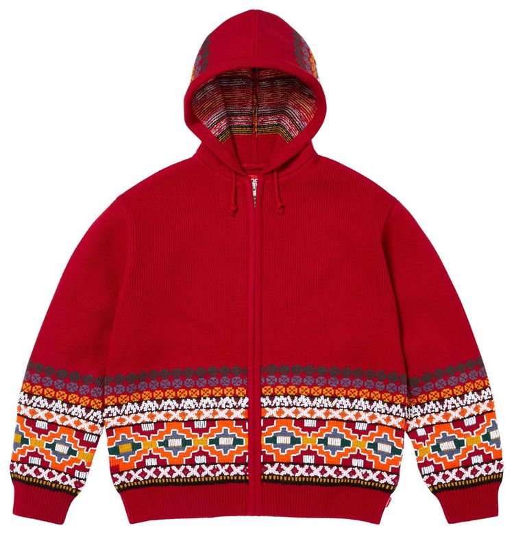 Свитер Supreme с капюшоном на молнии и бисером, красный
Свитер Supreme с капюшоном на молнии и бисером, красный