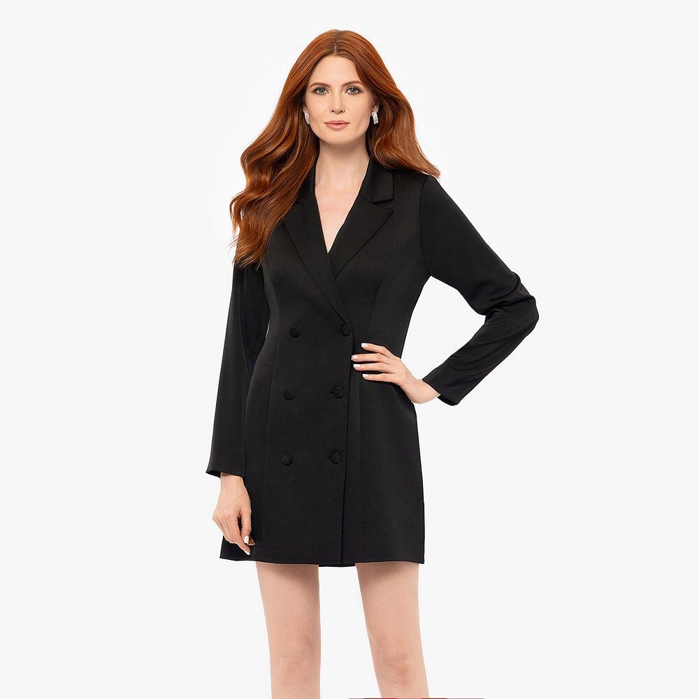 Женское атласное мини-платье-смокинг BA Nites, черный
Женское атласное мини-платье-смокинг BA Nites, черный